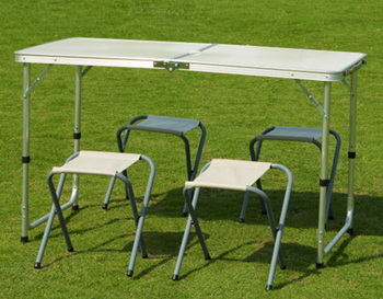 供应便携式铝合金折叠桌椅 户外野餐桌 写生桌 广告展销桌