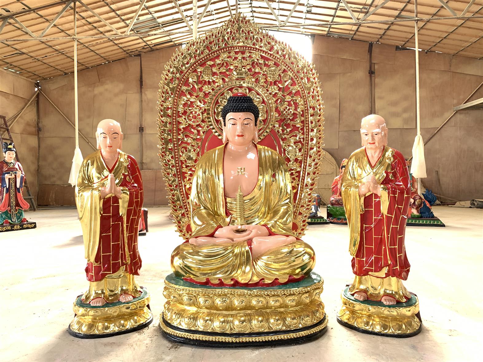 兰州树脂 三世佛神像图片